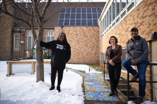 A rooftop solar array was installed at Liberty Community Church, thanks to MNIPL and Amber Naqvi, a solar entrepreneur and investor. Photo from Star Tribune.