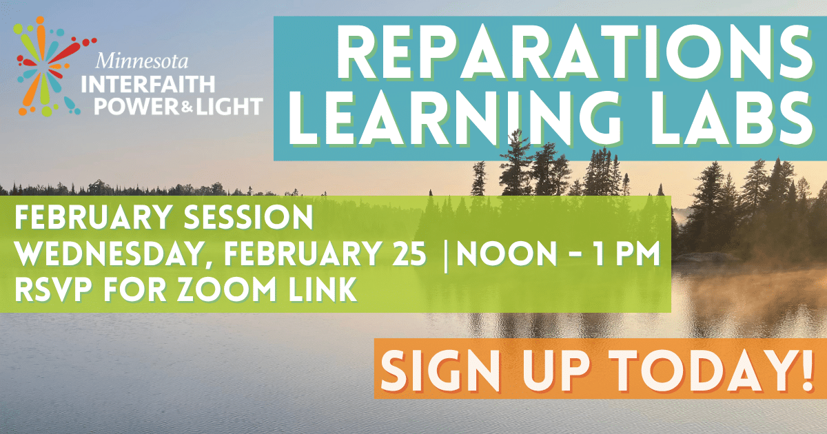 Reparations Learning Labs February Session Wednesday, February 25 | Noon - 1 pm RSVP for the Zoom link Sign Up Today