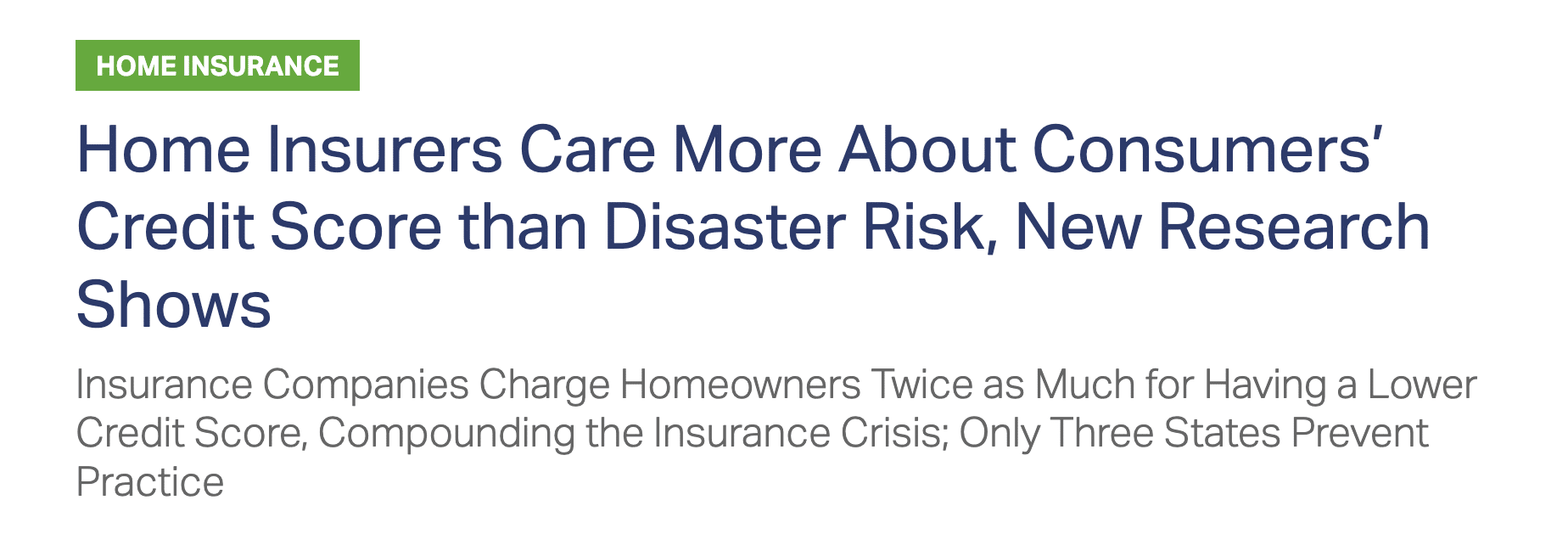 Consumer Federation of America Insurance Headline